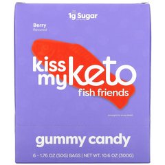 Kiss My Keto, Мармеладні цукерки Fish Friends, зі смаком ягід, 6 пакетиків по 1,76 унції (50 г) кожен