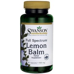 Лимонний бальзам Swanson (Full Spectrum Lemon Balm) 500 мг 60 капсул