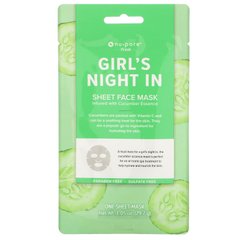 Тканинна нічна маска для дівчаток, Girl's Night In Sheet Mask, Cucumber, Nu-Pore, 1 лист