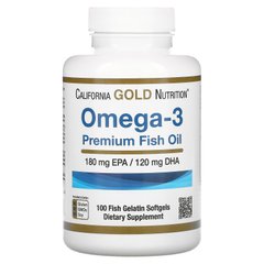 Омега-3 рыбий жир премиум-класса California Gold Nutrition (Omega-3 Premium Fish Oil) 100 капсул купить в Киеве и Украине