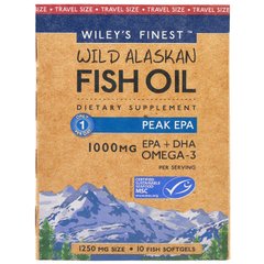 Аляскинский рыбий жир Wiley's Finest (Wild Alaskan Fish Oil) 1250 мг 10 капсул купить в Киеве и Украине