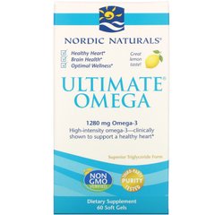 Рыбий жир Омега-3 Nordic Naturals (Ultimate Omega-3) 1280 мг 60 капсул со вкусом лимона купить в Киеве и Украине