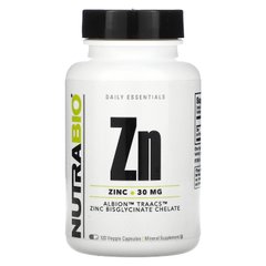 NutraBio Labs, Zn, цинк, 30 мг, 120 рослинних капсул