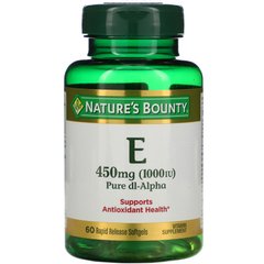 Вітамін E Nature's Bounty (Vitamin E) 450 мг 1000 МО 60 швидкодіючих капсул