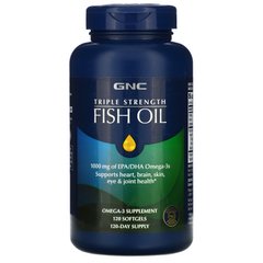Риб'ячий жир потрійної сили, Triple Strength Fish Oil, GNC, 1000 мг, 120 м'яких капсул