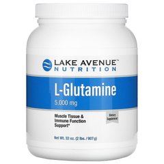 Глютаміновий порошок без запаху, Glutamine Powder, Unflavored, Lake Avenue Nutrition, 5000 мг, 907 г