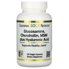 Глюкозамін Хондроїтин МСМ плюс Гіалуронова кислота California Gold Nutrition (Glucosamine Chondroitin MSM Plus Hyaluronic Acid) 120 вегетаріанських капсул