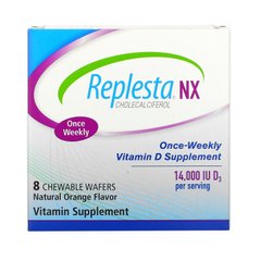 Replesta, NX холекальциферол, вітамін D раз на тиждень, натуральний апельсин, 14000 МО, 8 жувальних вафель