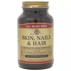 Комплекс для кожи ногтей и волос улучшенная формула с МСМ Solgar (Skin Nails & Hair Advanced MSM Formula) 60+20 таблеток купить в Киеве и Украине