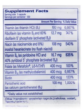 Complex of B Vitamins Pure Encapsulations (B-Complex Plus) 120 Capsules