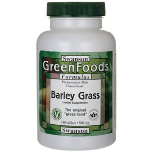 Травы ячменя, Barley Grass, Swanson, 500 мг, 240 таблеток купить в Киеве и Украине