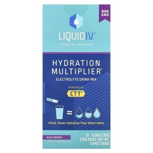 Liquid IV, Hydration Multiplier, смесь для напитков с электролитом, ягоды асаи, 10 упаковок в стиках, по 0,56 унции (16 г) каждая купить в Киеве и Украине