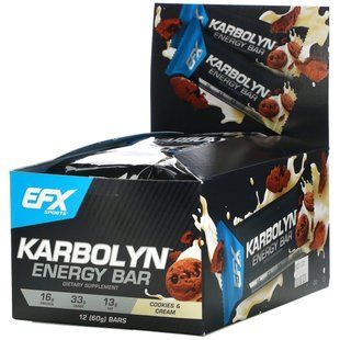 EFX Sports, Енергетичний батончик Karbolyn, печиво та вершки, 12 батончиків, 2,12 (60 г) кожен