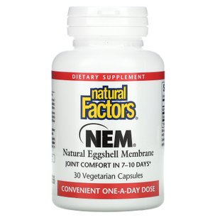 Natural Factors, NEM, мембрана из натуральной яичной скорлупы, 30 вегетарианских капсул купить в Киеве и Украине