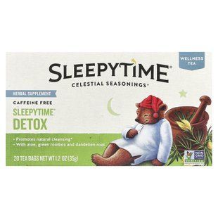 Оздоравливающий чай, детокс на сон грядущий, без кофеина, Celestial Seasonings, 20 чайных пакетиков, 1,2 унции (35 г) купить в Киеве и Украине