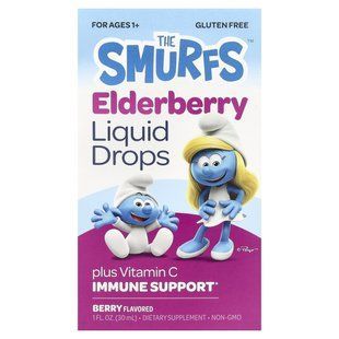 The Smurfs, Elderberry Liquid Drops, Ages 1+, Berry , 1 fl oz (30 ml)
