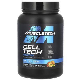 Muscletech, Cell Tech, подтвержденный исследованиями креатин + Carb Musclebuilder, пунш из тропических цитрусовых, 3 фунта (1,36 кг) купить в Киеве и Украине