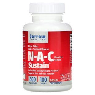 Ацетилцистеин, N-Acetyl-L-Cysteine, Jarrow Formulas, 600 мг, 100 таблеток купить в Киеве и Украине