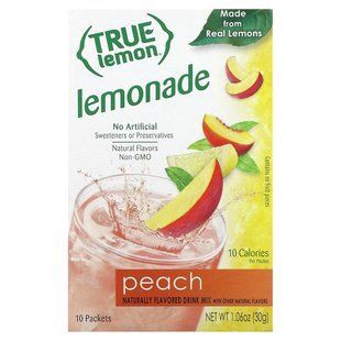 True Citrus, True Lemon, Lemonade, Peach, 10 Packets, 0.11 oz (3 g) Each купить в Киеве и Украине