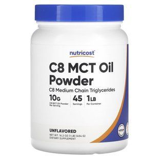 Nutricost, C8 MCT Oil Powder, Unflavored, 16.2 oz (454 g) купить в Киеве и Украине