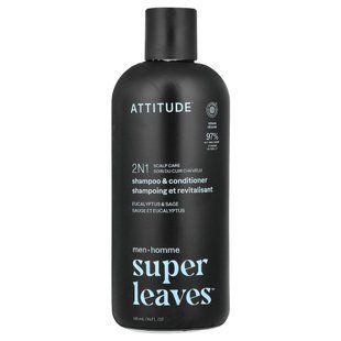 ATTITUDE, Super Leaves&trade;, 2N1 Scalp Care, Shampoo & Conditioner, For Men, Eucalyptus & Sage, 14 fl oz (415 ml)