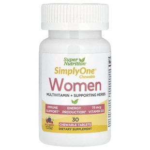 Мультивитамины для женщин Super Nutrition (Women Triple Power Multivitamin) 30 жевательных таблеток купить в Киеве и Украине