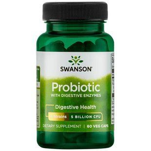 Probiotic with Digestive Enzymes, Swanson, 5 Billion CFU, 60 Capsules