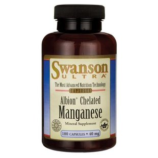 Хелатированный марганцевый глицинат альбион, Albion Chelated Manganese Glycinate, Swanson, 40 мг, 180 капсул купить в Киеве и Украине