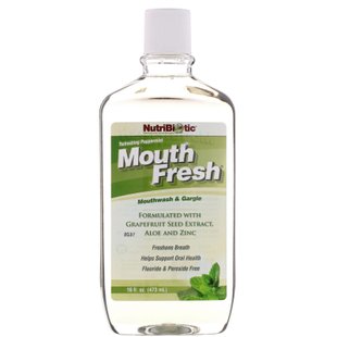 Mouth Fresh, ополаскиватель рта и средство для полоскания горла, освежающая перечная мята, NutriBiotic, 16 жидк. унц. (473 мл) купить в Киеве и Украине