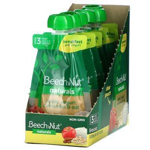 Beech-Nut, Naturals, завтрак с йогуртом, этап 3, яблоко, йогурт, корица и овес, 6 пакетиков по 3,5 унции (99 г) каждый купить в Киеве и Украине