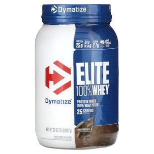 100% сывороточный протеин Elite с насыщенным шоколадным вкусом, Dymatize Nutrition, 907 г купить в Киеве и Украине