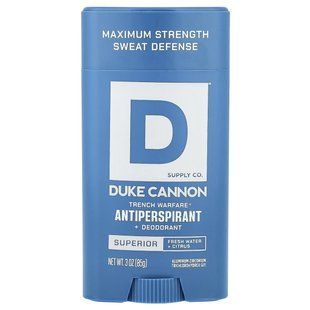Duke Cannon Supply Co., Trench Warfare&reg; Antiperspirant + Deodorant, Superior, Fresh Water + Citrus, 3 oz (85 g)
