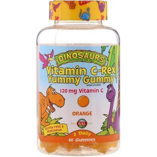 Вітамін C, апельсин, Vitamin C Rex Yummy Gummy, KAL, 120 мг, 60 жувальних цукерок