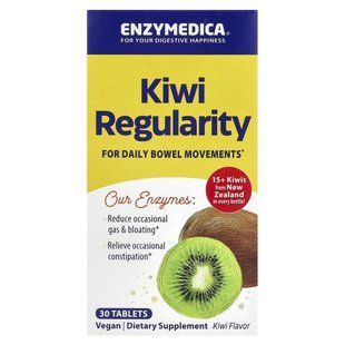 Ківі регулярність смак ківі Enzymedica (Kiwi Regularity Kiwi Flavor) 30 заспокійливих жувальних таблеток
