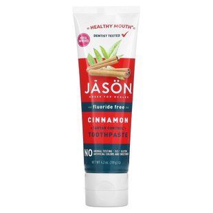Jason Natural, Healthy Mouth, зубна паста для боротьби із зубним каменем, без фториду, із корицею, 119&nbsp;г (4,2&nbsp;унції)