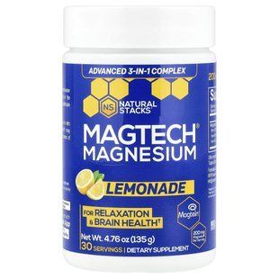 Natural Stacks, MagTech&reg;, магний, со вкусом лимонада, 135 г (4,76 унции) купить в Киеве и Украине