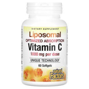 Natural Factors, ліпосомальний вітамін&nbsp;C, 1000&nbsp;мг, 60&nbsp;капсул (500&nbsp;мг у капсулі)