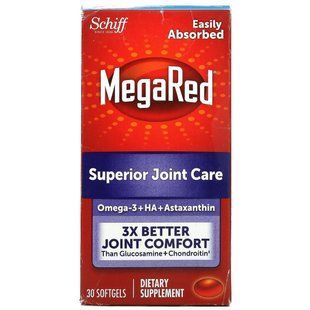 Schiff, MegaRed, Superior Joint Care, Омега-3 + HA + астаксантин, 30 мягких таблеток купить в Киеве и Украине