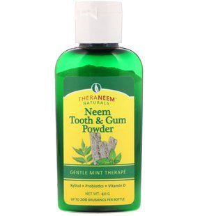 TheraNeem Naturals, neem tooth and gum powder, gentle mint therapy, Organix South, 40 g