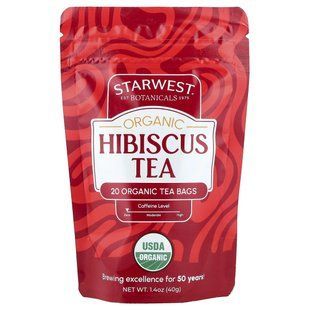 Starwest Botanicals, Organic Hibiscus Tea, Caffeine Free, 20 Organic Tea Bags, 1.4 oz (40 g)