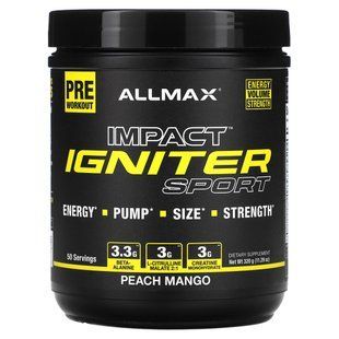 ALLMAX, IMPACT&trade; IGNITER Sport , Pre-Workout, Peach Mango, 11.29 oz (320 g) купить в Киеве и Украине
