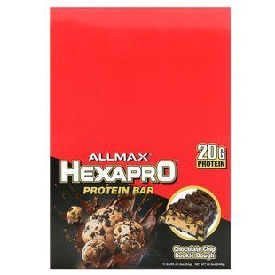 ALLMAX, Hexapro&trade;, Protein Bar, Chocolate Chip Cookie Dough, 12 Bars, 1.9 oz (54 g) Each купить в Киеве и Украине