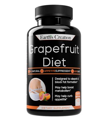 Добавка для схуднення "Грейпфрутова Дієта" з яблучним оцтом Earth`s Creation (Grapefruit Diet + Apple Cider Vinegar) 120 таблеток