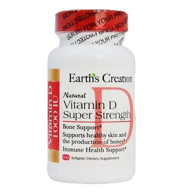 Вітамін Д3 Earth`s Creation (Vitamin D3) 1000 МО 100 капсул