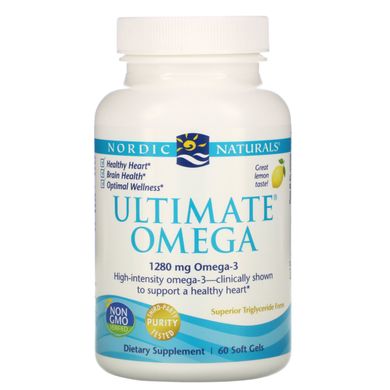 Рыбий жир Омега-3 Nordic Naturals (Ultimate Omega-3) 1280 мг 60 капсул со вкусом лимона купить в Киеве и Украине