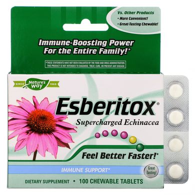 Esberitox усиленная эхинацея для иммунитета, Enzymatic Therapy, 100 жевательных таблеток купить в Киеве и Украине