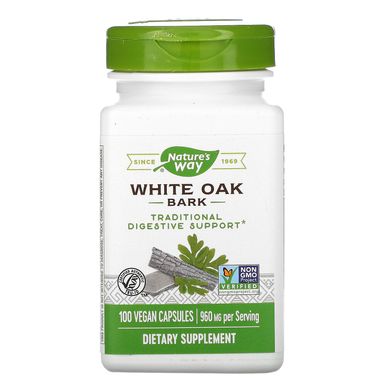 Кора білого дуба, White Oak Bark, Nature's Way, 480 мг, 100 капсул