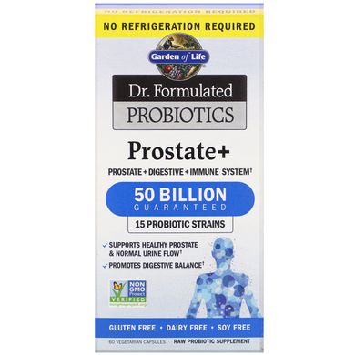 Простата +, пробіотик для підтримки здоров'я простати із серії "Складено лікарем", Garden of Life, 30 капсул в рослинній оболонці