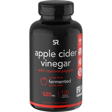 Яблучний оцет з каєнськии перцем, Apple Cider Vinegar with Cayenne Pepper, Sports Research, 520 мг, 120 вегетаріанських капсул