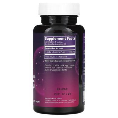 MRM Nutrition, Nac, N-Acetyl-L-Cysteine, 600 mg, 60 Vegan Capsules купить в Киеве и Украине